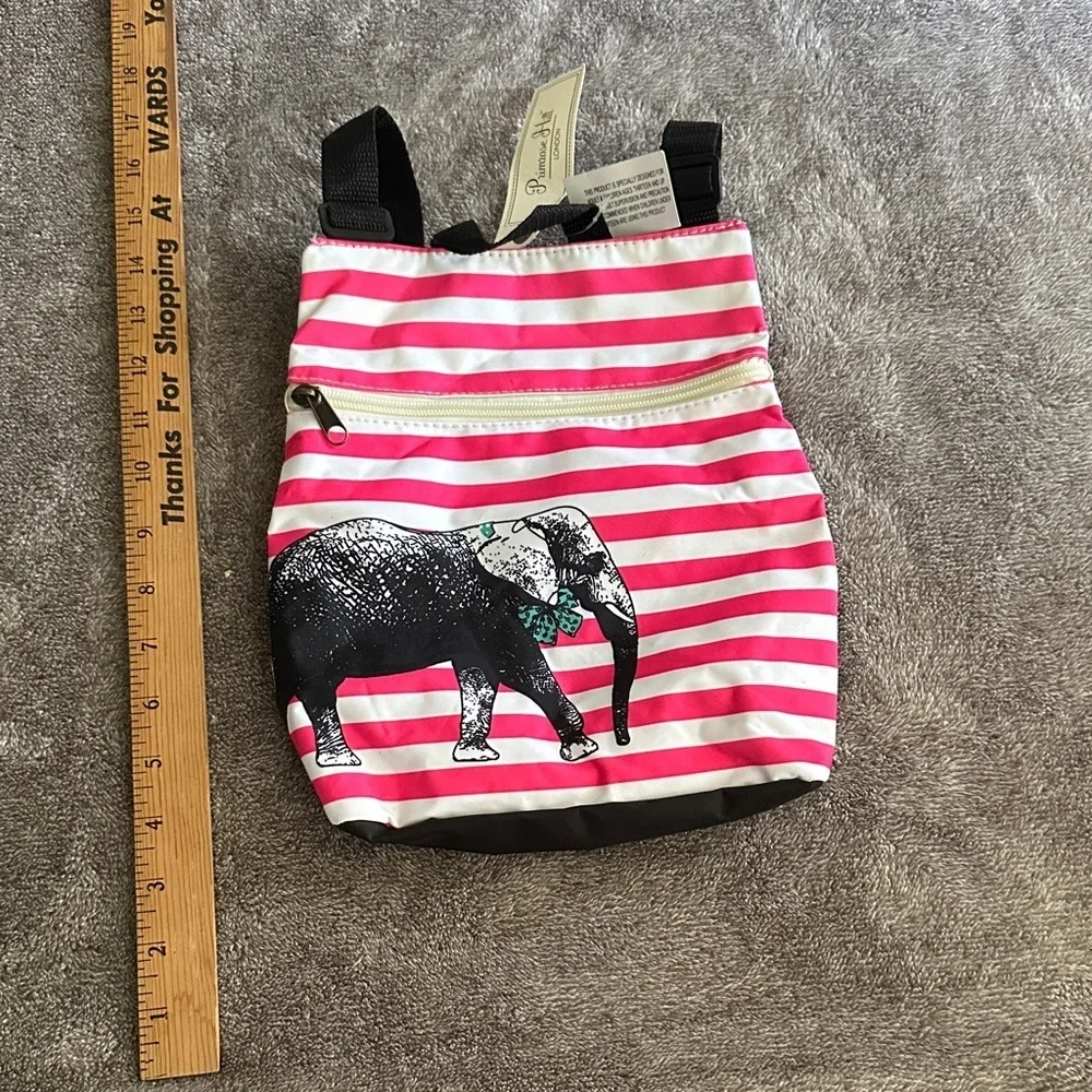 Charming‎ Pink Striped Elephant Kids Backpack Bag